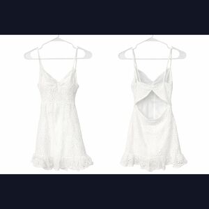 White Eyelet Lace Chemise with Cutout Back